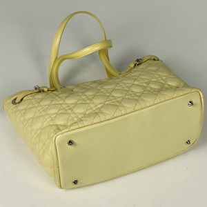 Dior  Panarea Christian Yellow Handbag Cannage Tote Canvas